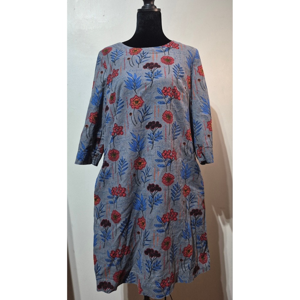Seasalt Cornwall Drift Away Dress Blue Floral Corduroy UK 10 US 6 WM17568